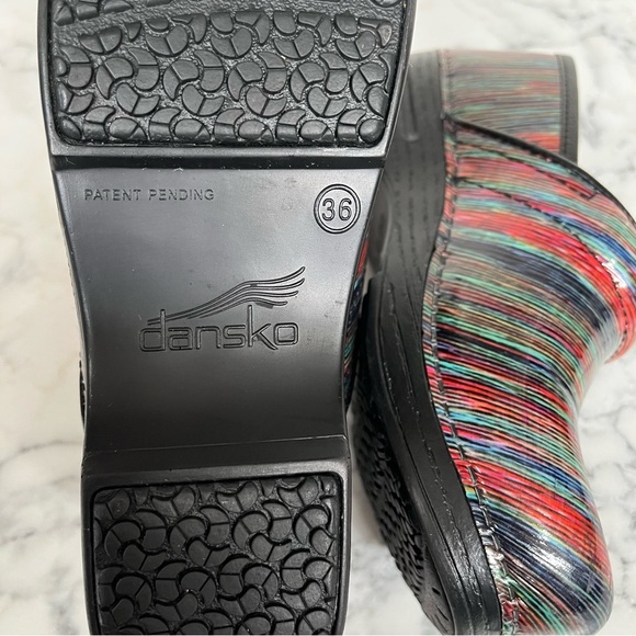 Dansko Pro XP Multi-Colored Striped Patent Leather Clogs Size 5.5/6 - Picture 10 of 12